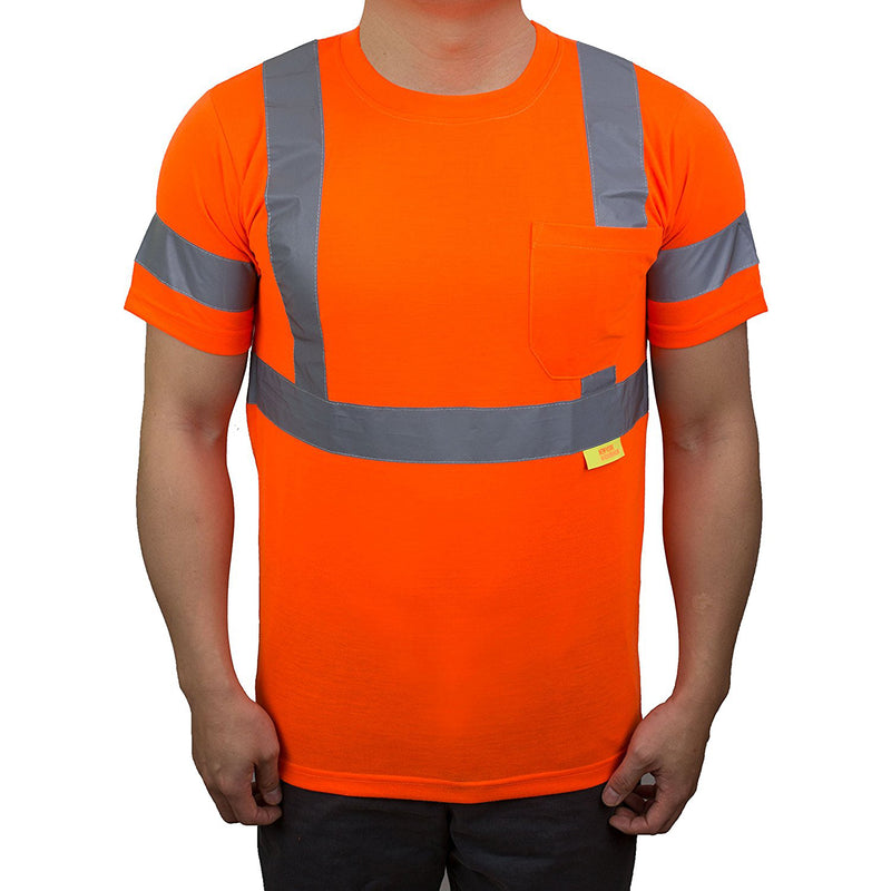 (Orange/Lime)Class 3 High Vis Reflective Short Sleeve Safety Shirt - 9081,9082-New York Hi-Viz Workwear-RK Safety