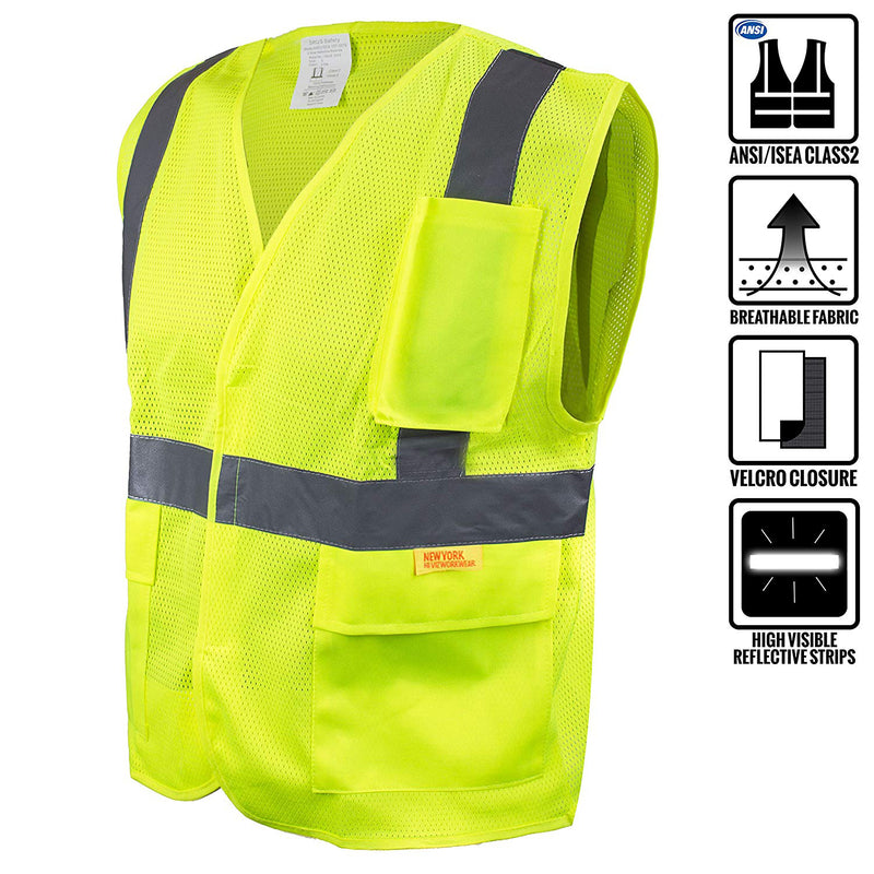 Class 2 High Vis Safety Vest with Reflective Strips - M8511& M8512 (Orange, Lime)-New York Hi-Viz Workwear-RK Safety