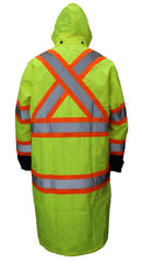 RK Safety RC-CLA3-TLM66/TOR88 Class 3 Rainwear Reflective Hi-Viz Black Bottom Long Rain Coat with X pattern-RK Safety-RK Safety