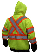 New York Hi-Viz Workwear HX7012 Men's ANSI Class 3 High Visibility Class 3 Sweatshirt, Full Zip Hooded, Lightweight, Black Bottom with X pattern-New York Hi-Viz Workwear-RK Safety