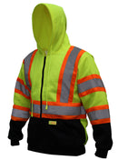 New York Hi-Viz Workwear HX7012 Men's ANSI Class 3 High Visibility Class 3 Sweatshirt, Full Zip Hooded, Lightweight, Black Bottom with X pattern-New York Hi-Viz Workwear-RK Safety