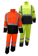 RK Class 3 Rain Suit High Visibility Reflective Black Bottom, LM11, OR11-RK Safety-RK Safety