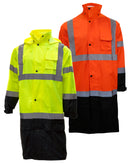 Class 3 Reflective Hi-Viz Black Bottom Long Rain Coat (Lime/Orange)-RK Safety-RK Safety