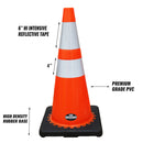 RK 28" Orange Safety Traffic PVC Cones with 6" + 4" Reflective Collars,Black Base-RK Safety-RK Safety