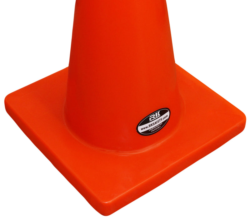 (Set of 12) 18" RK Orange Safety Traffic PVC Cones, Orange Base-RK Safety-RK Safety