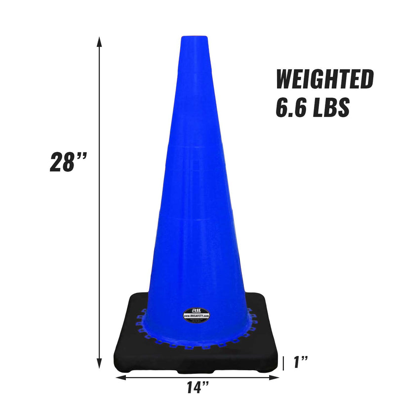 28" RK Blue Safety Traffic PVC Cones, Black Base-RK Safety-RK Safety