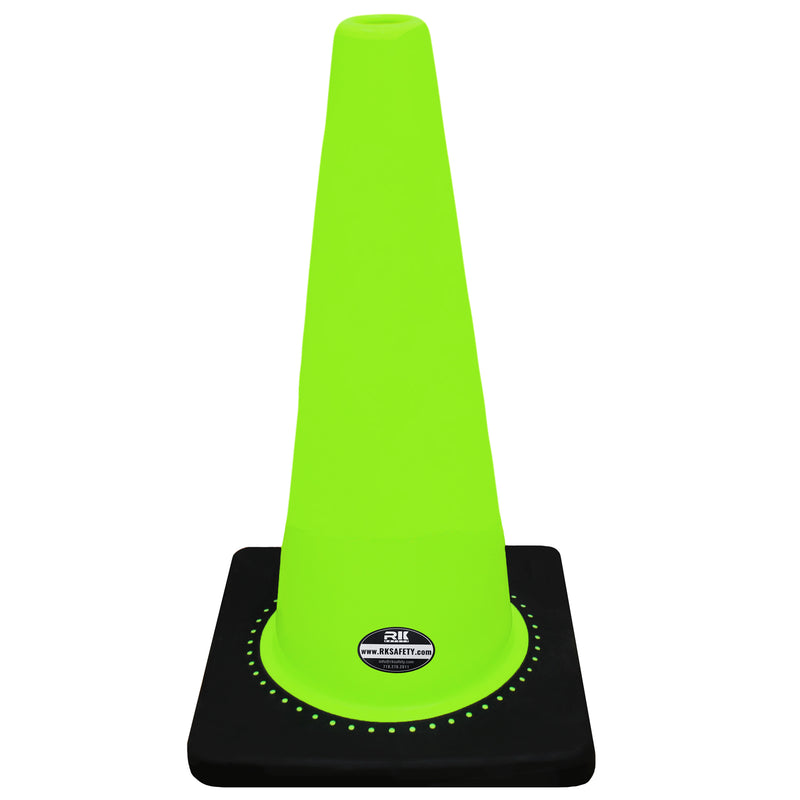 28" RK Lime Safety Traffic PVC Cones with Black Base-RK Safety-RK Safety