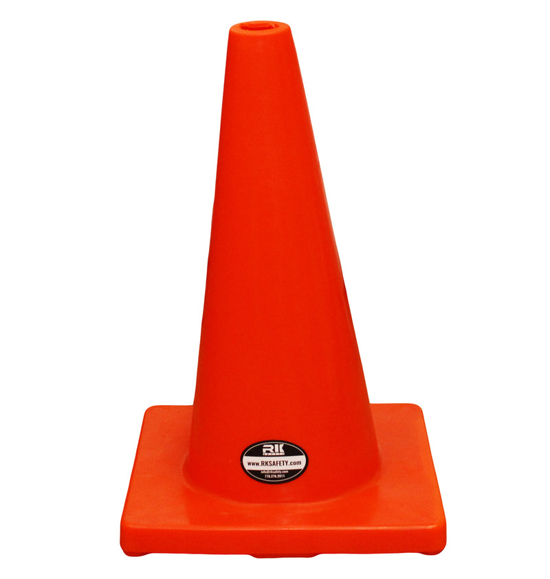 (Set of 12) 18" RK Orange Safety Traffic PVC Cones, Orange Base-RK Safety-RK Safety