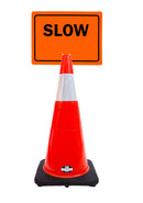 RK-Safety 28" Orange Cone, Black base With One 6" Reflective one Tape, Plus Cone Sign-RK Safety-RK Safety