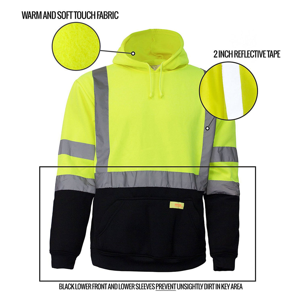  Reflective Apparel High Visibility Pullover Safety Hoodie -  ANSI Class 3, Adjustable Hood - Lime/Navy, Small : Tools & Home Improvement