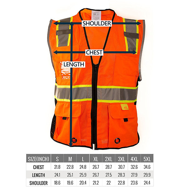 RK Safety Class 2 D-Ring Two Tone Mesh Vest - P6611& P6612 (Orange, Lime)-New York Hi-Viz Workwear-RK Safety