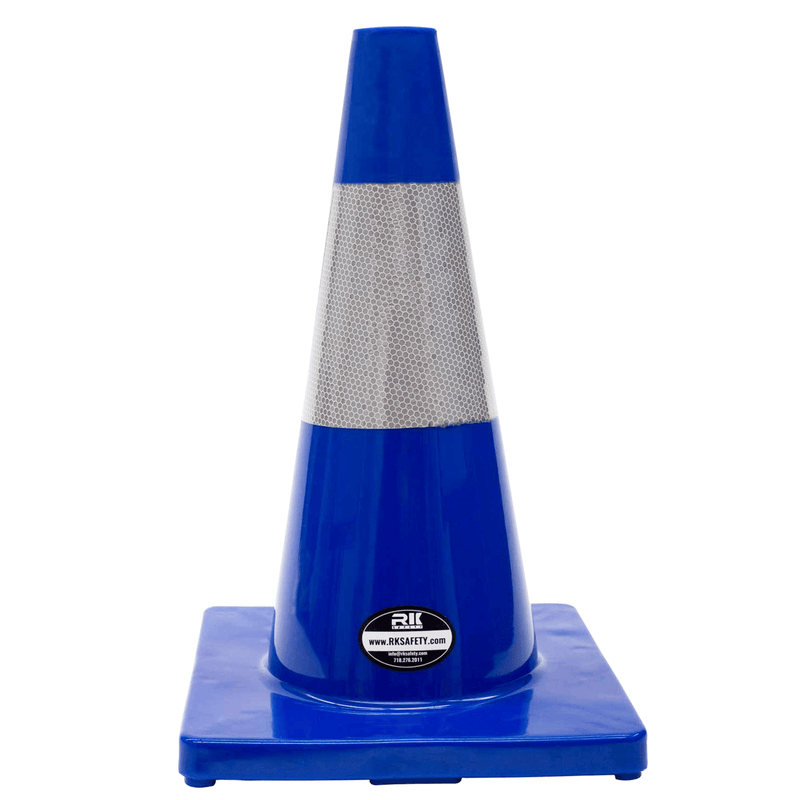 18" RK Blue Safety Traffic PVC Cones, Blue Base with one reflective color-RK Safety-RK Safety