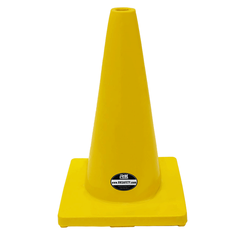18" RK Yellow Safety Traffic PVC Cones, Yellow Base-RK Safety-RK Safety