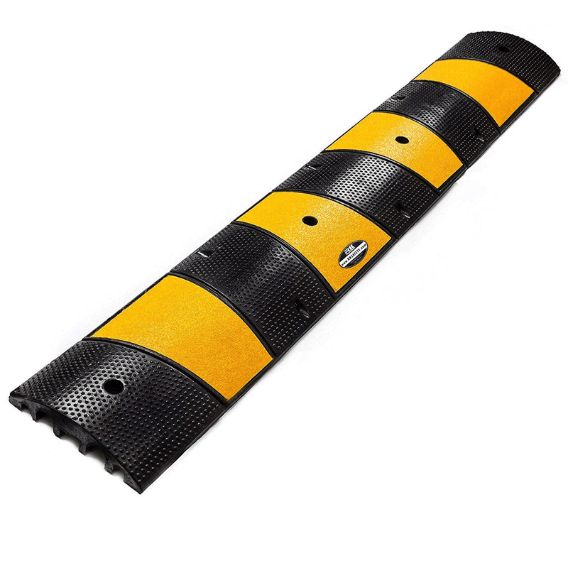 RK-SPBP6 Modular Rubber Speed Bump Hump (6 ft) and Modular Rubber End Cap (1 Speed Hump, 2 End Cap)-RK Safety-RK Safety