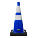 28" RK Blue Safety Traffic PVC Cones Two Tapes , Black Base with Two Reflective Collar-RK Safety-RK Safety