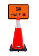 RK-Safety 28" Orange Cone, Black base With One 6" Reflective one Tape, Plus Cone Sign-RK Safety-RK Safety