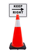 RK-Safety 28" Orange Cone, Black base With One 6" Reflective one Tape, Plus Cone Sign-RK Safety-RK Safety