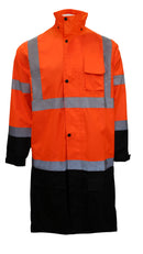 Class 3 Reflective Hi-Viz Black Bottom Long Rain Coat (Lime/Orange)-RK Safety-RK Safety