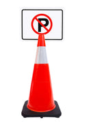RK-Safety 28" Orange Cone, Black base With One 6" Reflective one Tape, Plus Cone Sign-RK Safety-RK Safety
