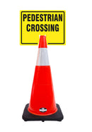 RK-Safety 28" Orange Cone, Black base With One 6" Reflective one Tape, Plus Cone Sign-RK Safety-RK Safety