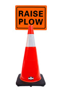 RK-Safety 28" Orange Cone, Black base With One 6" Reflective one Tape, Plus Cone Sign-RK Safety-RK Safety
