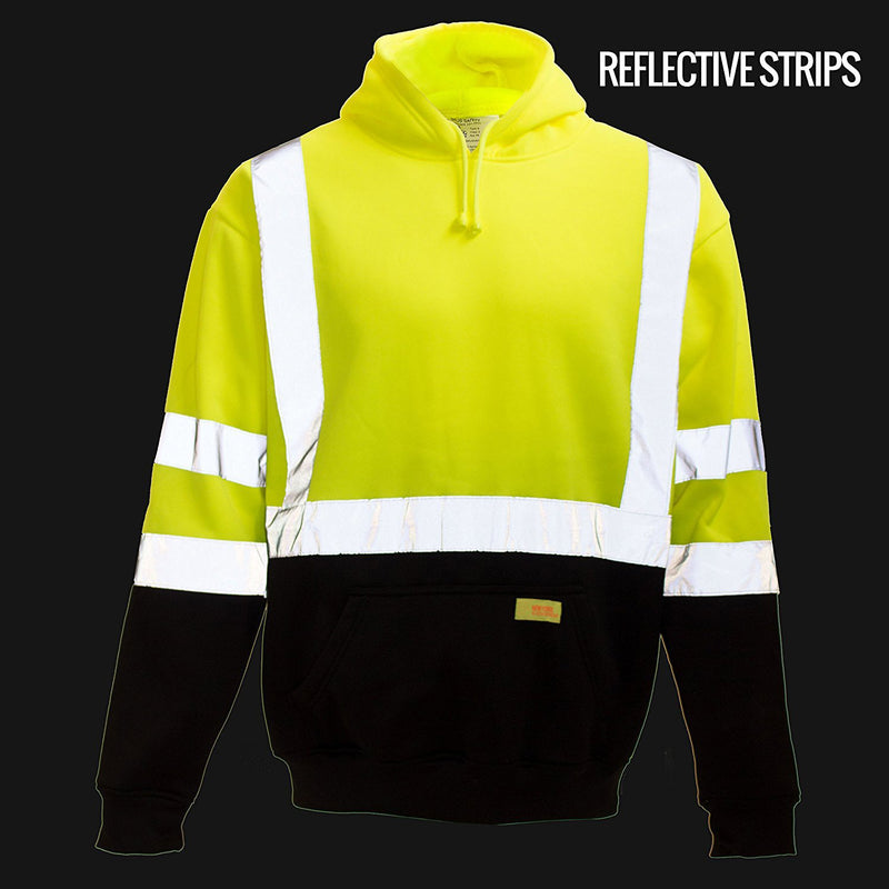Class 3 High Visibility Sweatshirt, Hooded Pullover - H8312-New York Hi-Viz Workwear-RK Safety