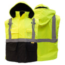 Men's Ansi Class 3 High Visibility Safety Bomber Jacket With Zipper, PVC Pocket, Black Bottom and Detachable sleeve - J8512-RK Safety-RK Safety