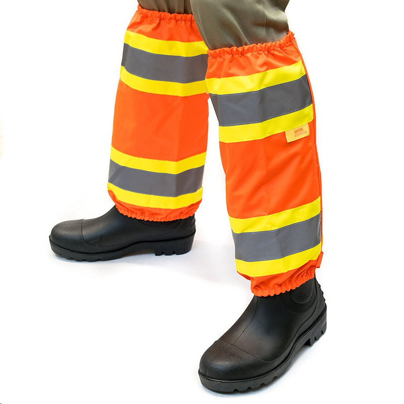 RK-GAITERS-OR Hi-Viz Contrasting Trim Leg Gaiters, Polyester oxford w/ PU coating, Orange-New York Hi-Viz Workwear-RK Safety