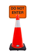 RK-Safety 28" Orange Cone, Black base With One 6" Reflective one Tape, Plus Cone Sign-RK Safety-RK Safety