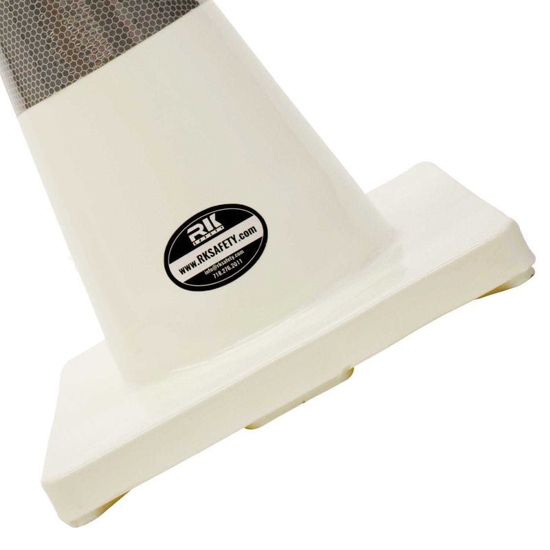 18" RK White Safety Traffic PVC Cones, White Base with One Reflective Collar-RK Safety-RK Safety