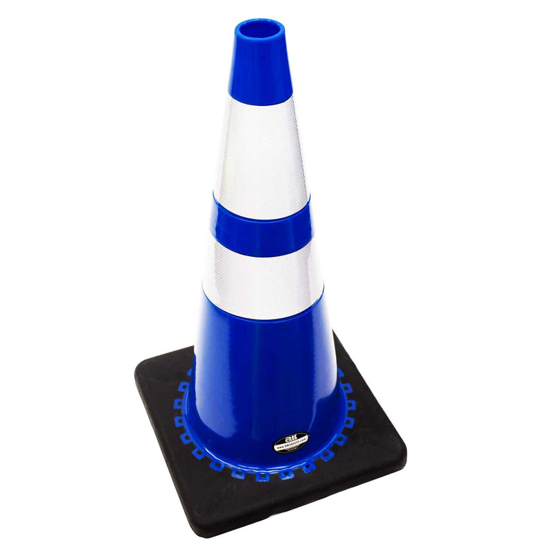 28" RK Blue Safety Traffic PVC Cones Two Tapes , Black Base with Two Reflective Collar-RK Safety-RK Safety