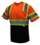 NY BFS-T5511,12 & 13 High-Visibility Class 3 T Shirt with Moisture Wicking Mesh Birdseye, Black Bottom (Lime, Orange & Black)-RK Safety-RK Safety