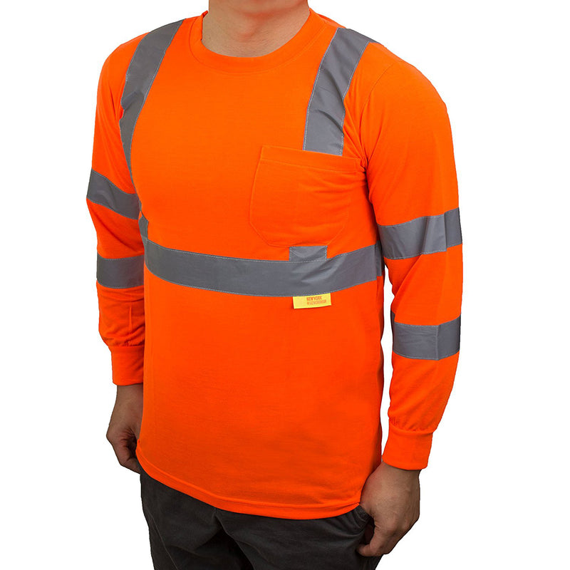 Class 3 High Vis Reflective Long Sleeve Safety Shirt - L9091,2-New York Hi-Viz Workwear-RK Safety