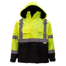 Men's Ansi Class 3 High Visibility Safety Bomber Jacket With Zipper, PVC Pocket, Black Bottom and Detachable sleeve - J8512-RK Safety-RK Safety