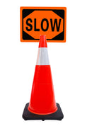 RK-Safety 28" Orange Cone, Black base With One 6" Reflective one Tape, Plus Cone Sign-RK Safety-RK Safety