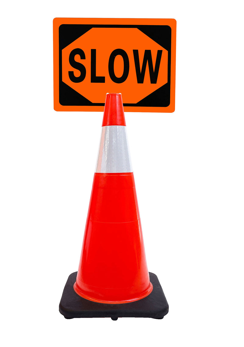 RK-Safety 28" Orange Cone, Black base With One 6" Reflective one Tape, Plus Cone Sign-RK Safety-RK Safety